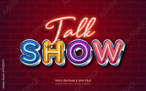 Talk Show 3D editable text style effect	