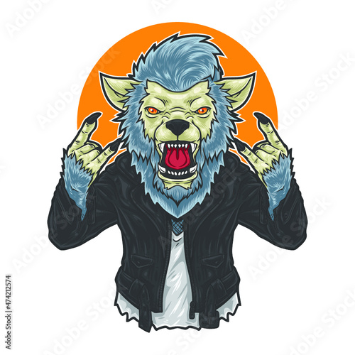 Werewolf rock mmonster cartoon character