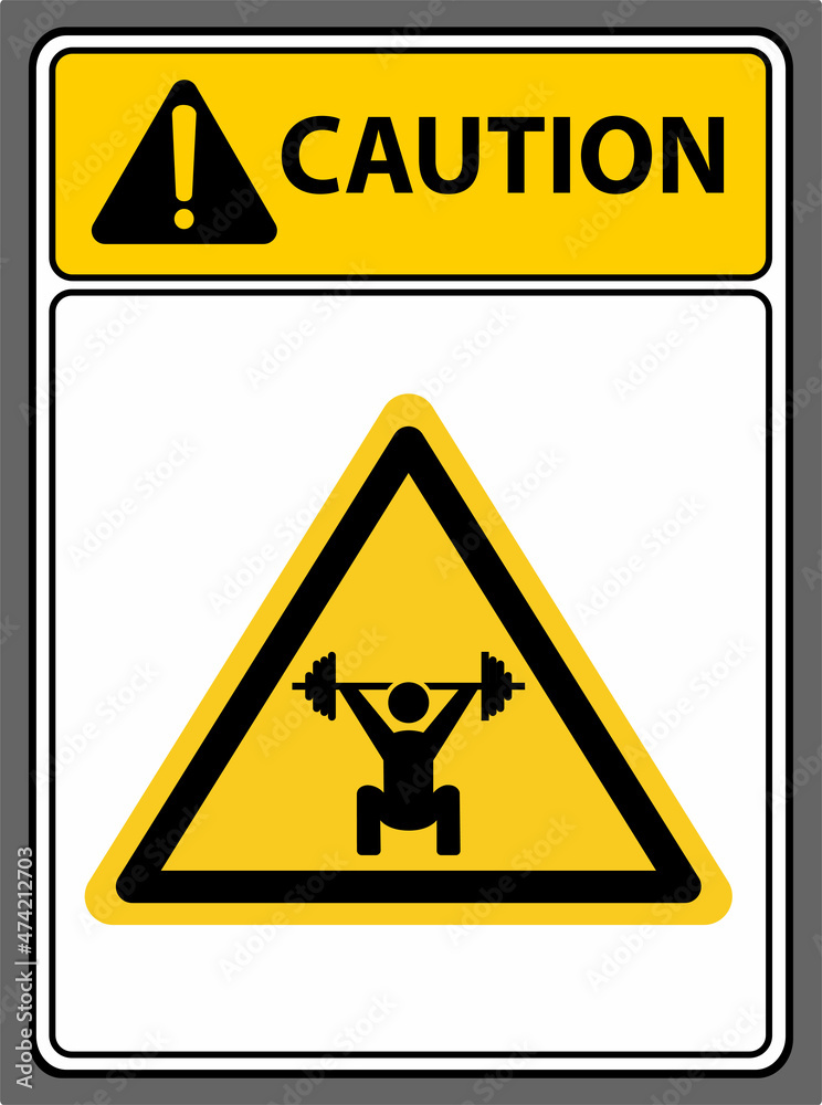 space for exercise equipment exercise floor.Caution sign. space for exercise equipment exercise floor.Caution sign.