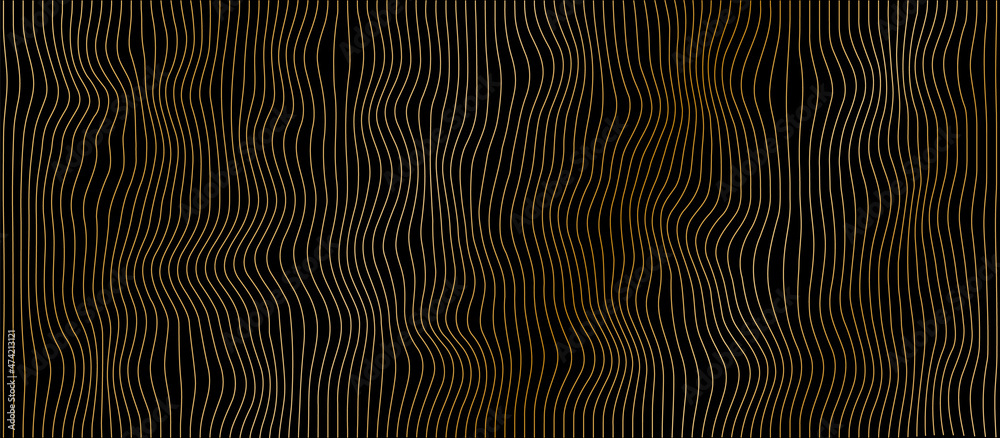 background with abstract gold colored vector wave lines pattern - obrazy, fototapety, plakaty 