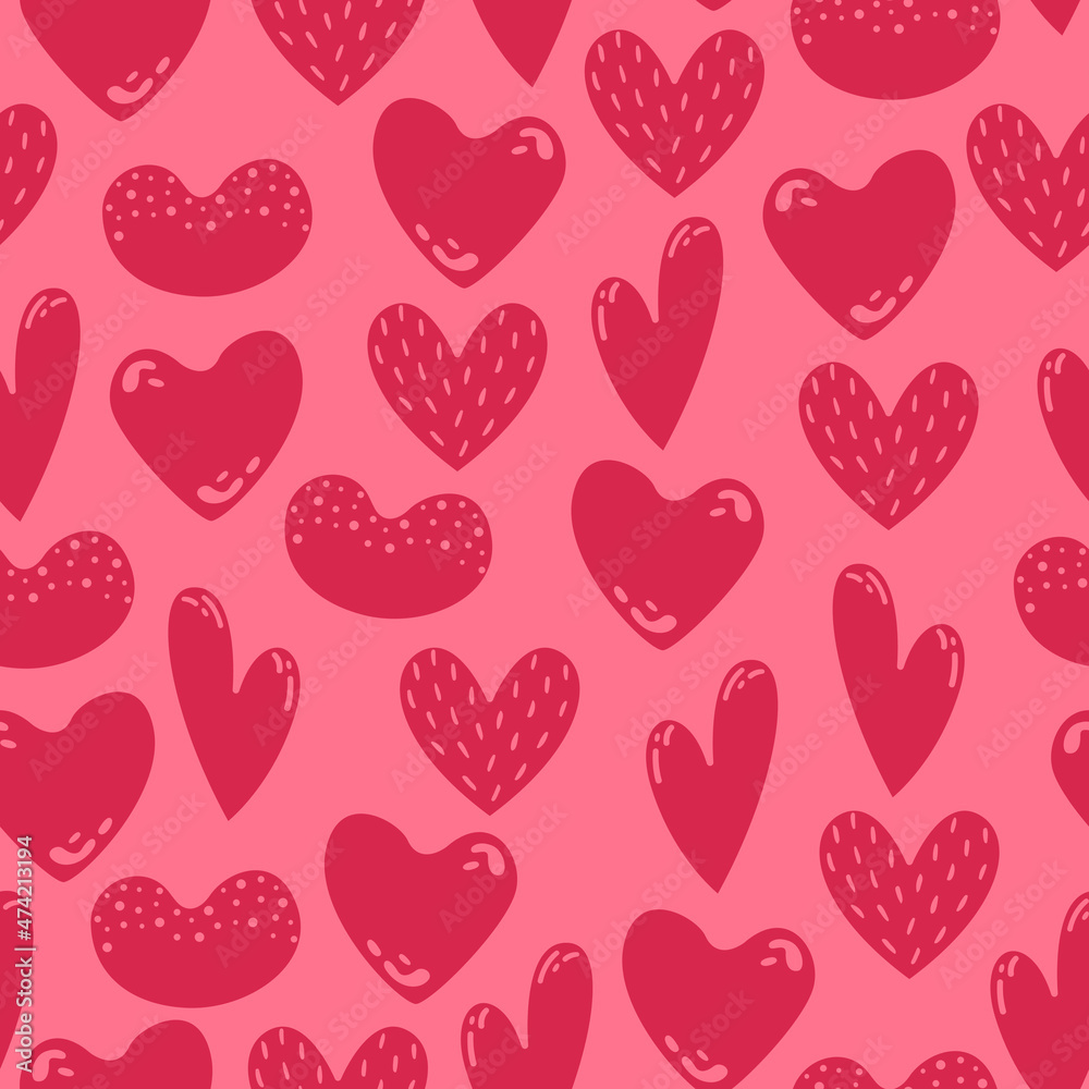 Vector seamless pattern with hearts for Valentine's day.