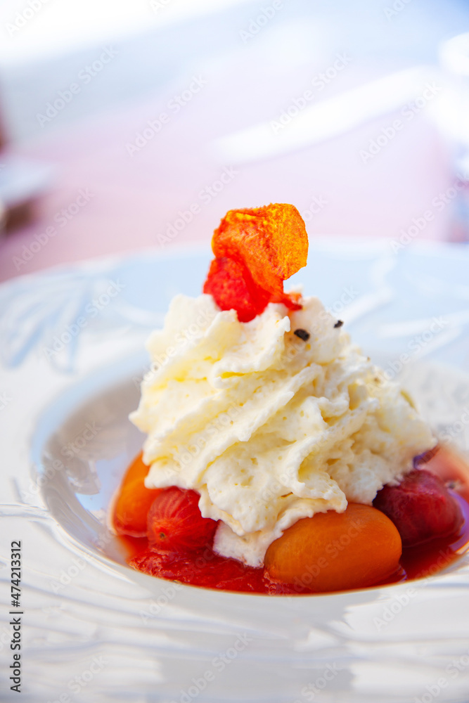 Mixed dessert, Raspberry tartlet, Eclair Puffs, almond lemon Mixed dessert, Raspberry tartlet, Eclair Puffs, almond lemon