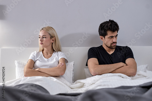 Quadro em tela Young Couple Have Disagreement in Bedroom at Home