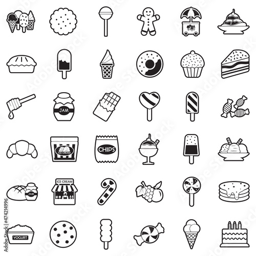 Dessert Icons. Line With Fill Design. Vector Illustration.