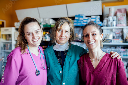 Group of veterinarians in clinic photo