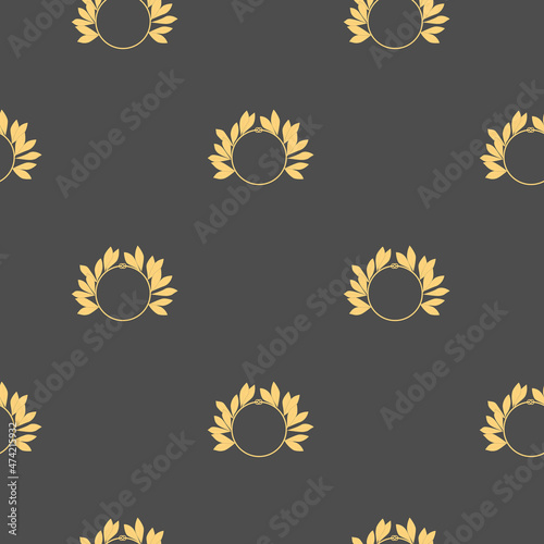 Seamless pattern with Laurel Wreath on dark gray background for Gentlemen stylish shirt