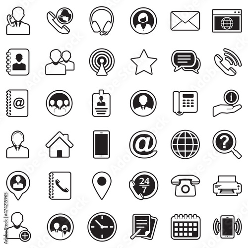 Contact Icons. Line With Fill Design. Vector Illustration.