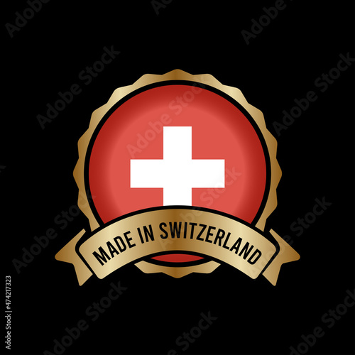 Gold Badge Stamp Label Button Made in switzerland-01