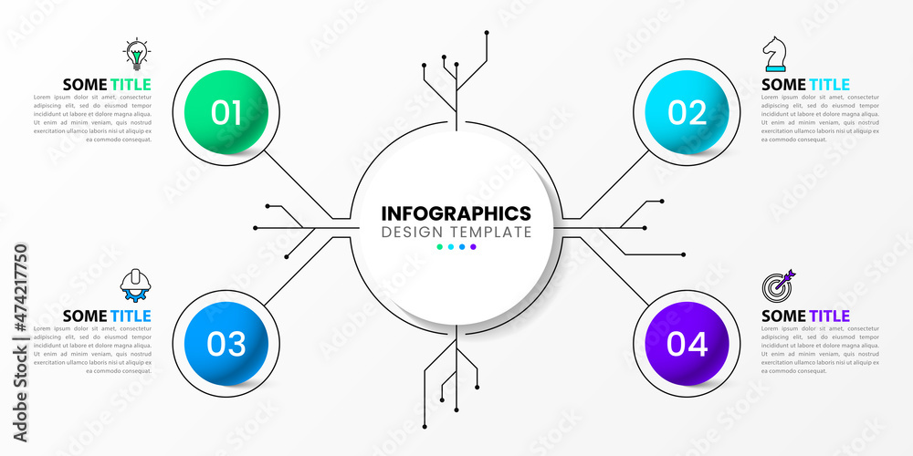 Obraz premium Infographic template with 4 options or steps. Vector