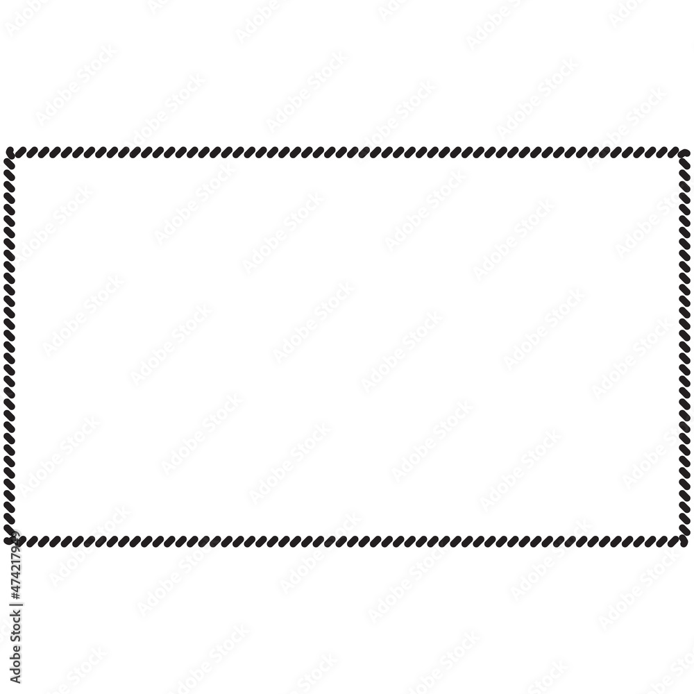 Straight yarn or rope rectangle as border of frame in marine illustration