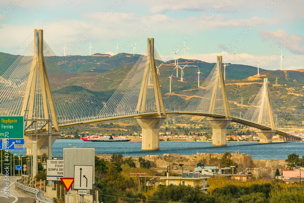 Obraz premium Antirio Bridge, Patras, Greece
