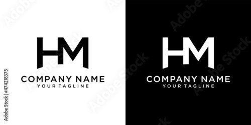 HM or MH initial letter logo design concept.