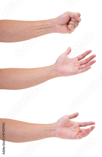 Man hands isolated on white background