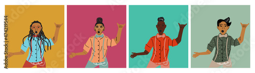 Illustration of a set of lesbian women rocking out
