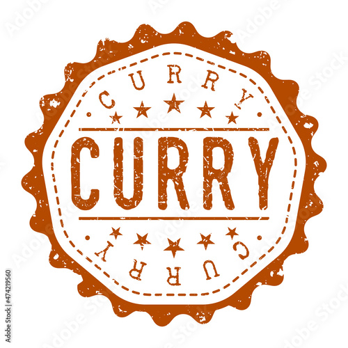 Curry Spice Delicious Quality Indian Recipe. Traditional India Flavour Stamp Design Vector Art.