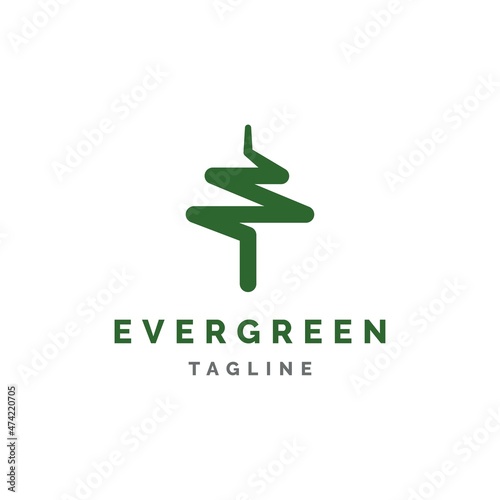 Evergreen pine tree logo design illustration vector template
