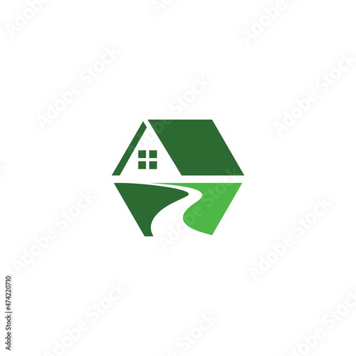 Green house logo design illustration vector template