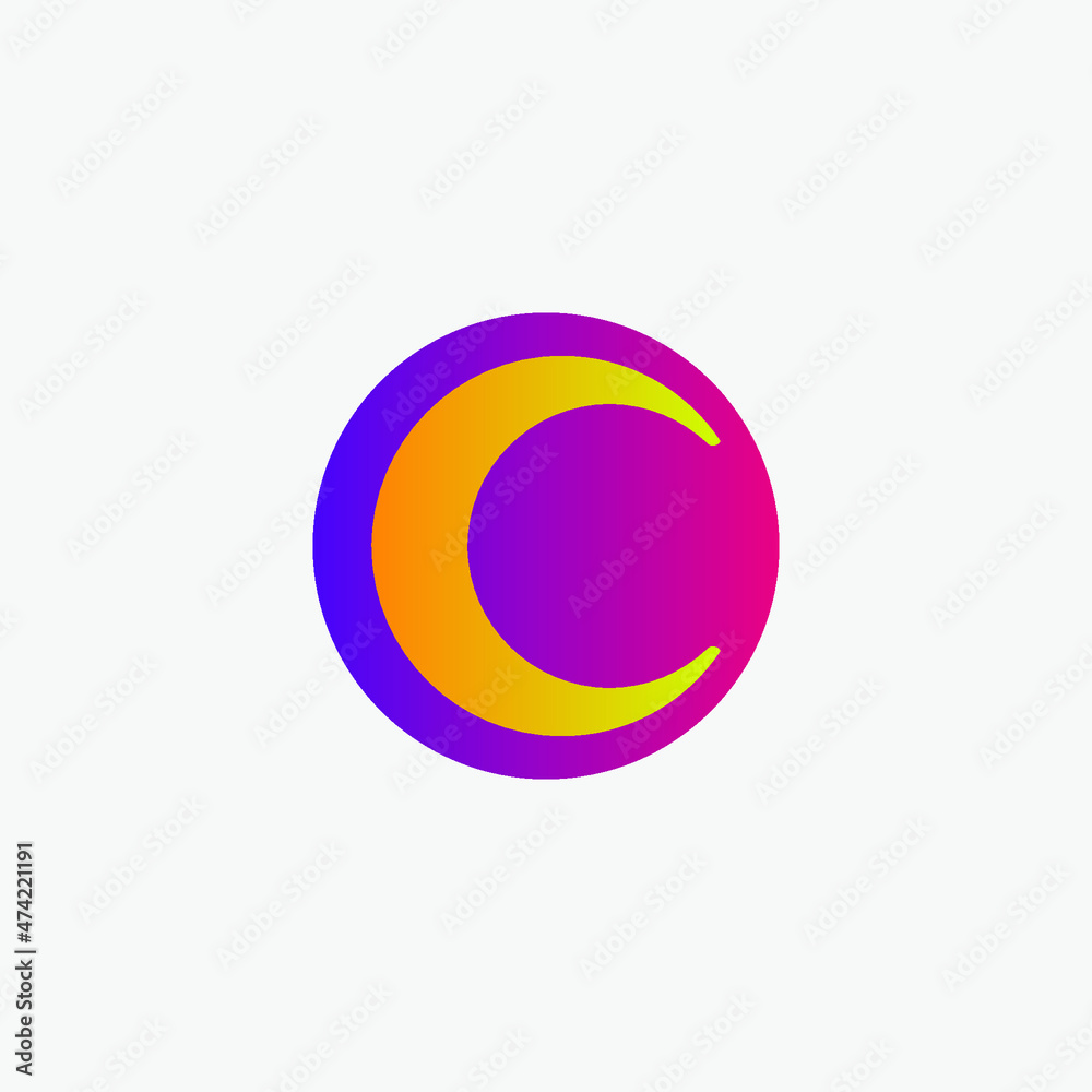 Initial letter C half moon shape with beautiful gradient colors. Initial letter C half moon shape with beautiful gradient colors.