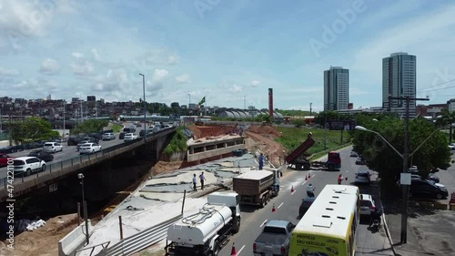 salvador, bahia, brazil - november 26, 2021: aerial view of traffic movement in the Ligacao Iguatemi Paralela region in the city of Salvador. photo