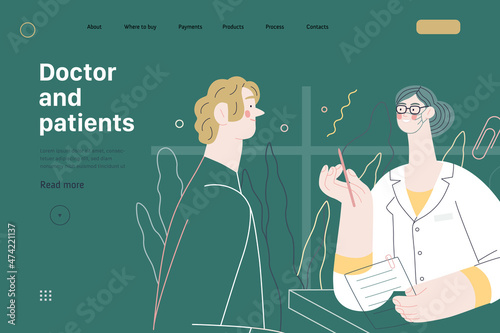 Doctor and patients - medical insurance web template