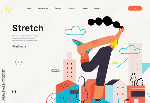 Runners - a woman running and exercising outside, website template