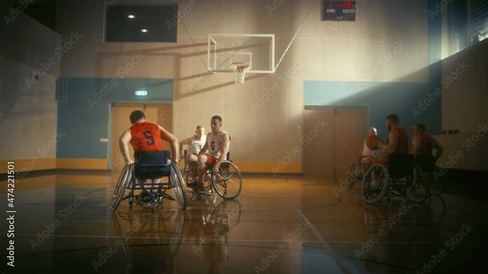 Wheelchair Basketball Court Game Professional Players Competing