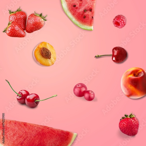 Fototapeta Naklejka Na Ścianę i Meble -  Fresh ripe different fruits. Food concept.