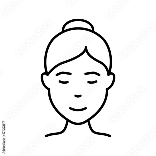 Woman or Lady Line Icon. Girl with Beauty Face and Hairstyle Linear Pictogram. Female Avatar Outline Icon for User Profile. Editable Stroke. Isolated Vector Illustration