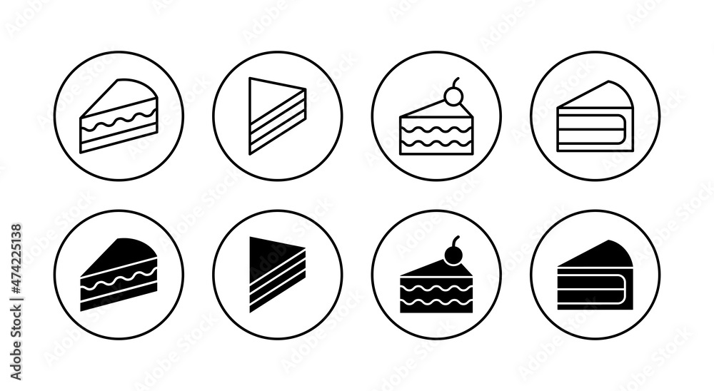 Cake icons set. Cake sign and symbol. Birthday cake icon Cake icons set. Cake sign and symbol. Birthday cake icon