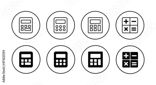 Calculator icons set. Accounting calculator sign and symbol.