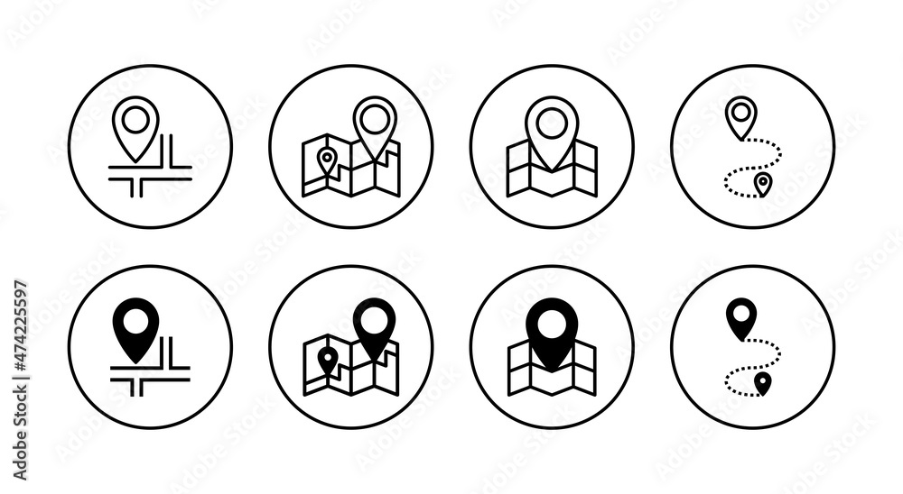 Maps and pin icons set. location sign and symbol. geo locate, pointer icon. Maps and pin icons set. location sign and symbol. geo locate, pointer icon.