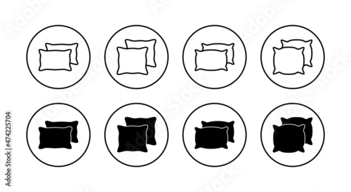 Pillow icons set. Pillow sign and symbol. Comfortable fluffy pillow