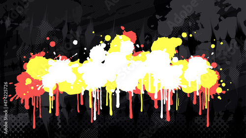 音楽のイメージの背景イラスト_ヒップホップ_グラフィティー_ストリート_ペンキ_16:9