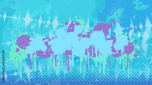 音楽のイメージの背景イラスト_ヒップホップ_グラフィティー_ストリート_ペンキ_16:9