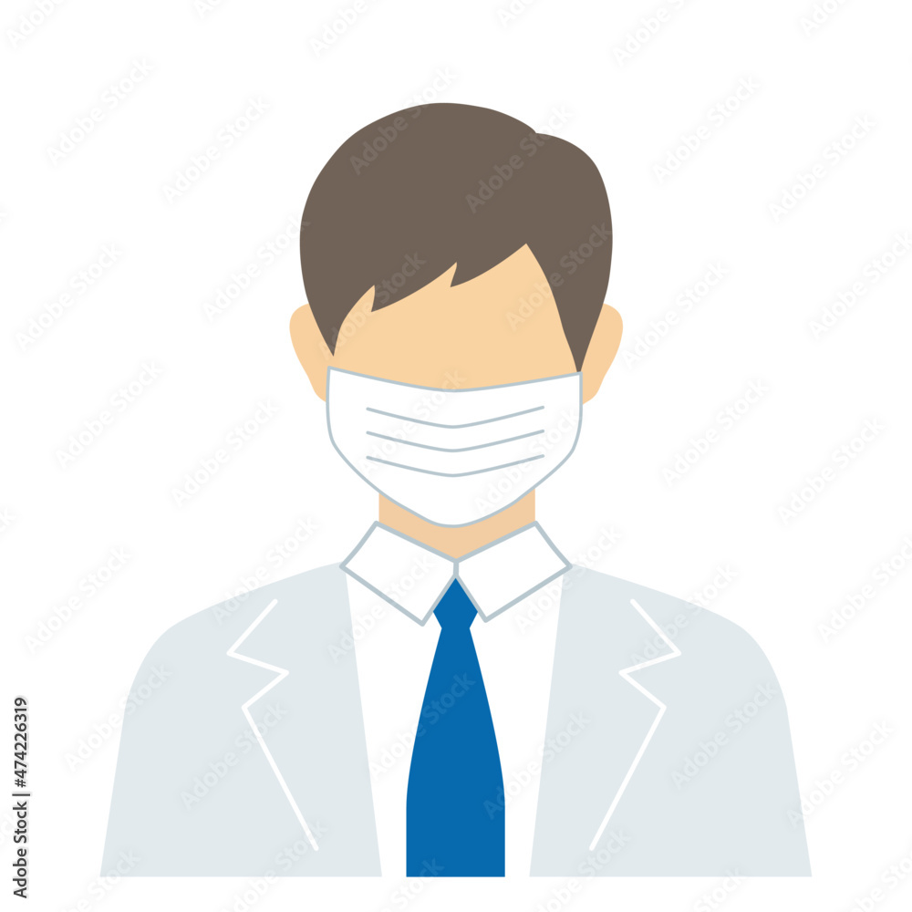 正面を向いた白衣の男性(顔なし) 正面を向いた白衣の男性(顔なし)