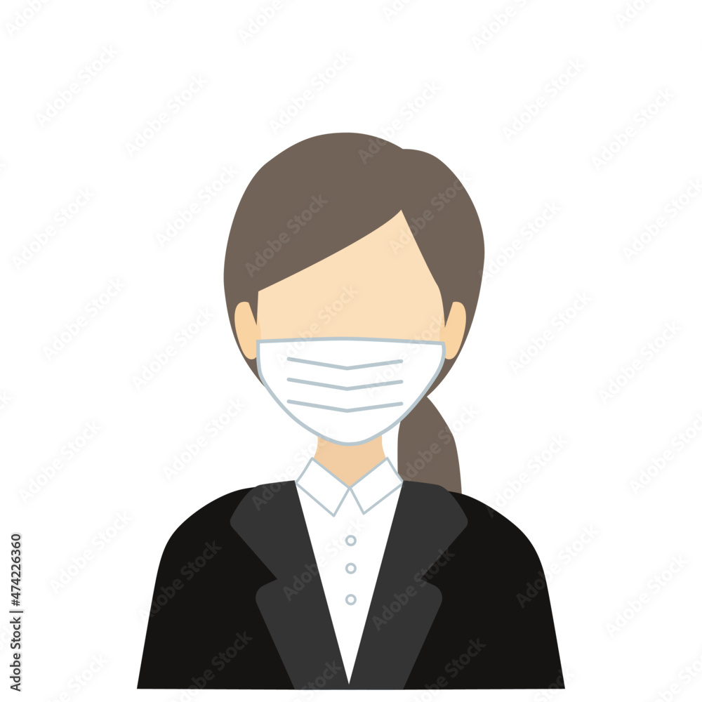 スーツを着てマスクをした女性 スーツを着てマスクをした女性