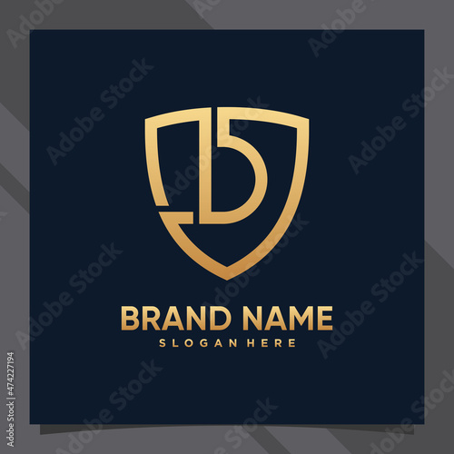 Free Download Creative monogram initial letter d with shield concept and golden style color - GFXLoad
