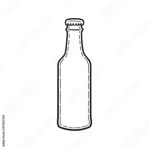 Hand drawn bottle of cold beer, sketch. Oktoberfest symbol. Vector illustration.