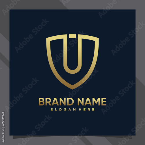 Creative monogram initial letter u with shield concept and golden style color Free Download Creative monogram initial letter u with shield concept and golden style color - GFXLoad