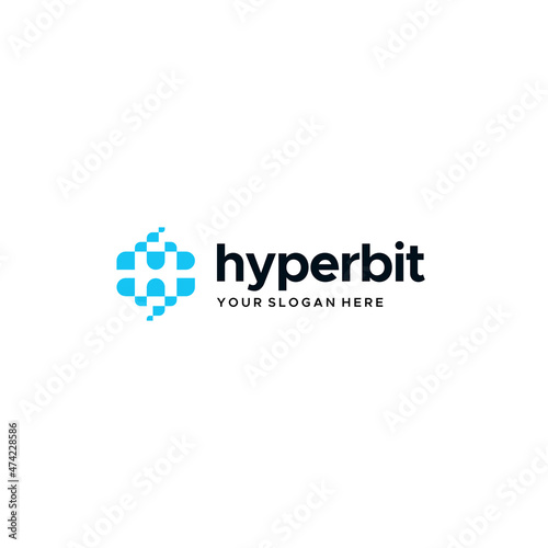Modern flat letter mark HYPERBIT logo design