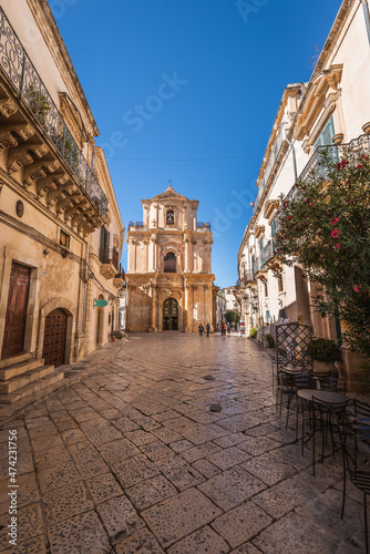 Church of San Michele Arcangelo and Mormino Penna Street, Scicli City Centre, Ragusa, Sicily, Italy, Europe, World Heritage Site © Simoncountry
