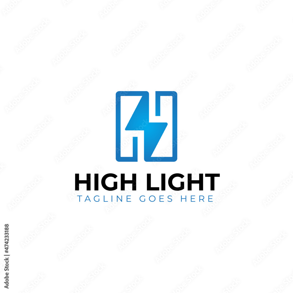 High power H letter logo with electric flash symbol logo
