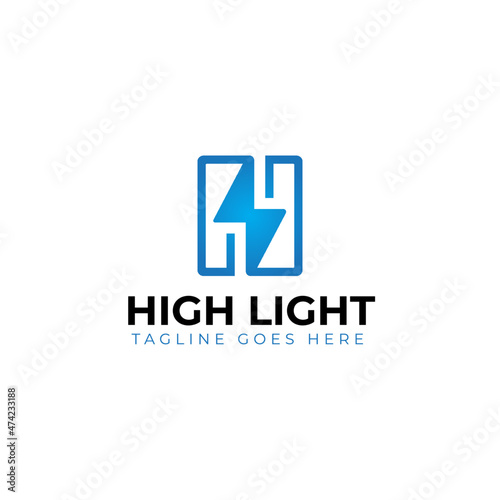 Free Download High power H letter logo with electric flash symbol logo - GFXLoad
