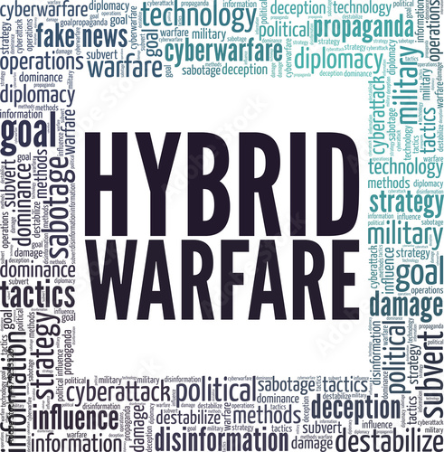 Hybrid Warfare conceptual vector illustration word cloud isolated on white background.
