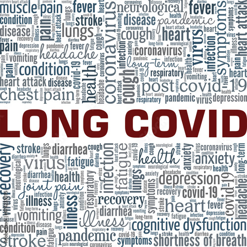 Long Covid conceptual vector illustration word cloud isolated on white background.