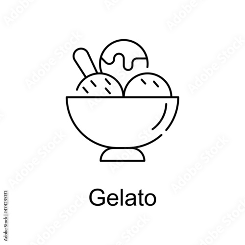 Gelato vector outline icon for web design isolated on white background