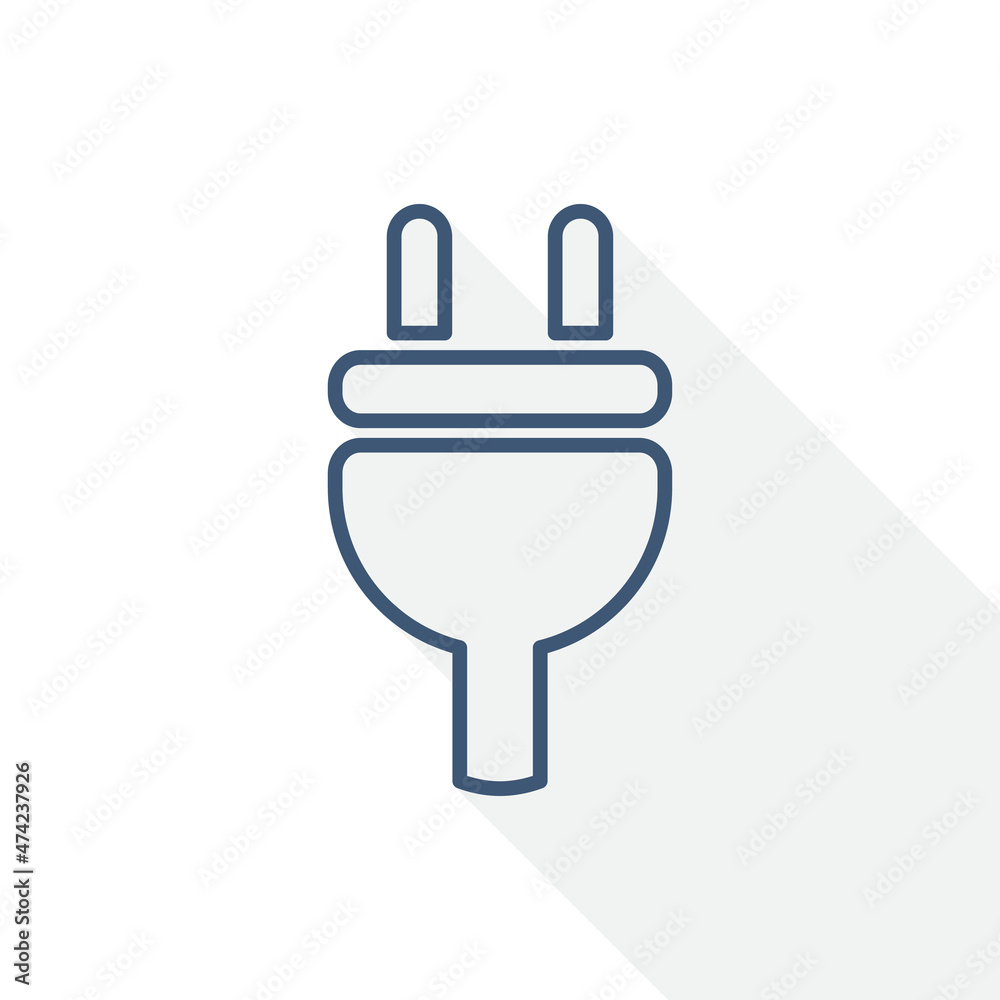 Electricity plug thin line vector icon, flat design illustration in eps 10 Electricity plug thin line vector icon, flat design illustration in eps 10
