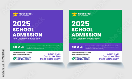 kids school admission social media post template 