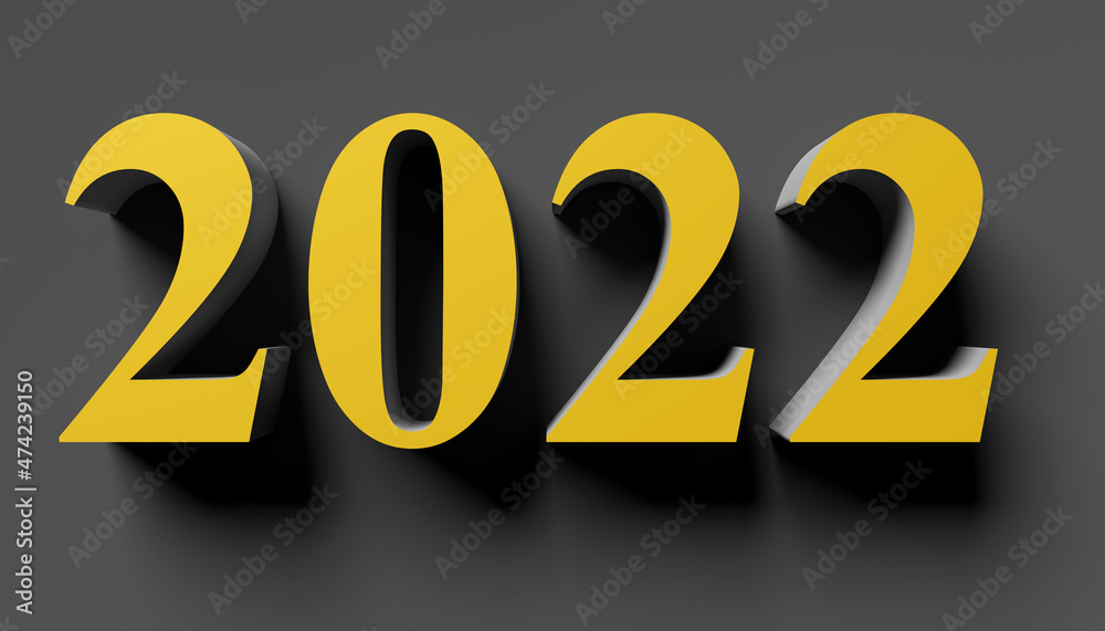 Number 2022 for New Year holiday over dack background