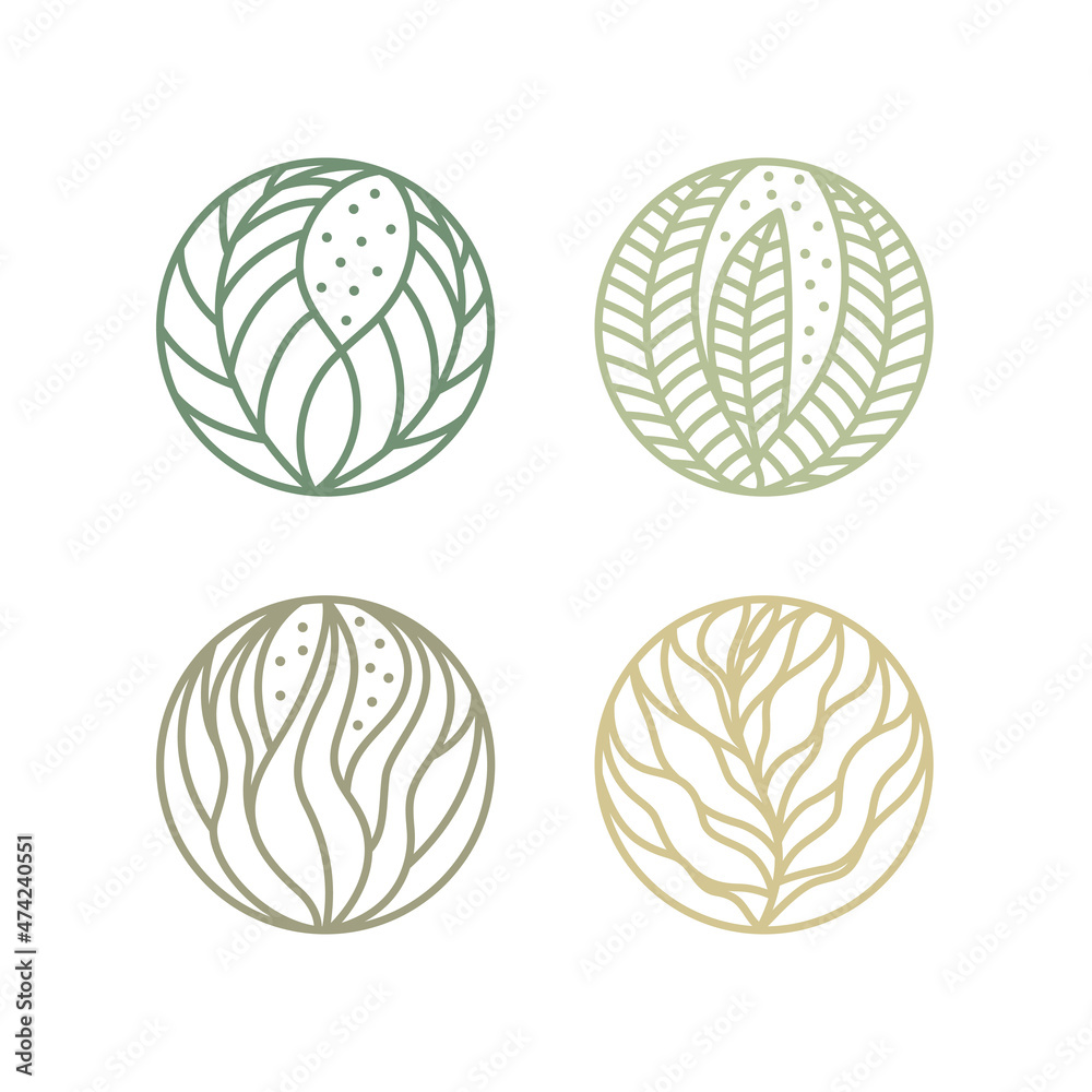 Set of nature leaves logo element 